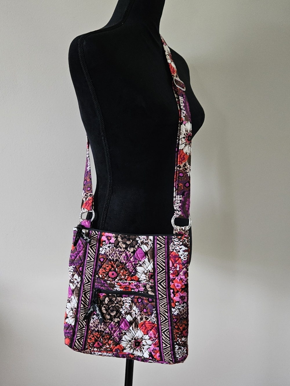 NEW Vera Bradley Rosewood Floral Print Hipster Quilted Crossbody Bag